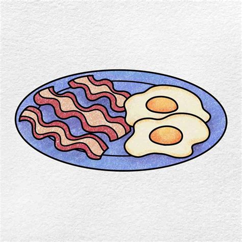 How to Draw Eggs And Bacon - HelloArtsy