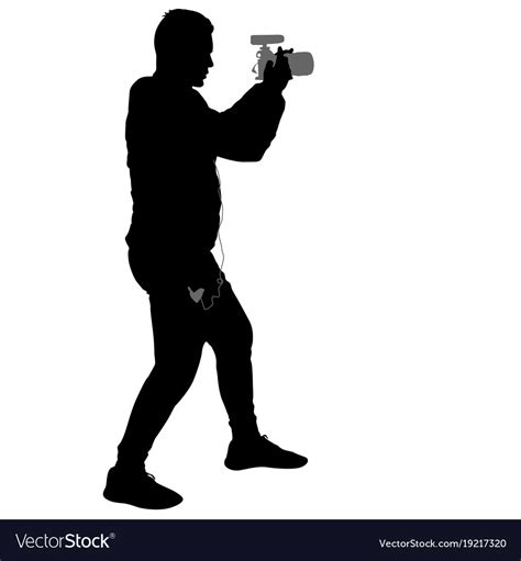 Cameraman with video camera silhouettes on white Vector Image