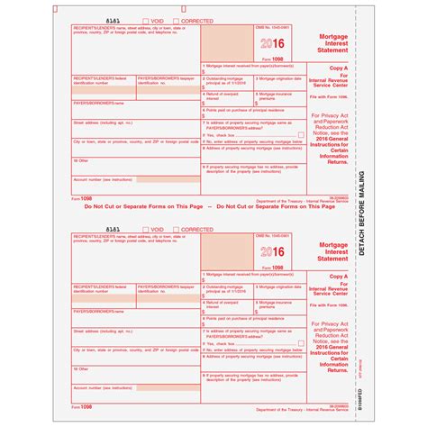 Form 1098, Mortgage Interest Statement