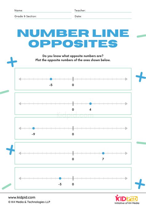 Opposite Numbers Math Activity Printable Worksheet - Kidpid