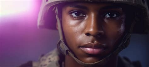 Premium AI Image | American soldier portrait us flag background Generative AI