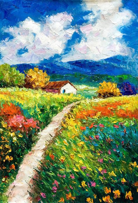 Landscape Oil Paintings Spring Vivid Color Original Oil | Etsy