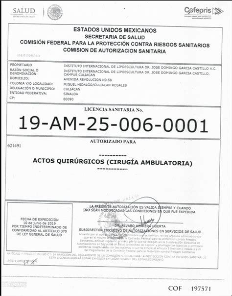 LICENCIA SANITARIA 19-AM-25-006-001