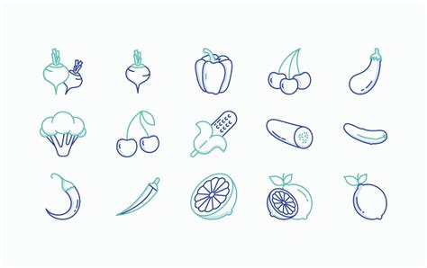 Fruits and Vegetables icon set 10793178 Vector Art at Vecteezy