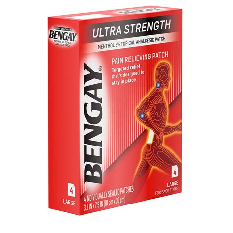 BENGAY Ultra Strength Pain Relieving Patches Large Size 4 Each (Pack of ...