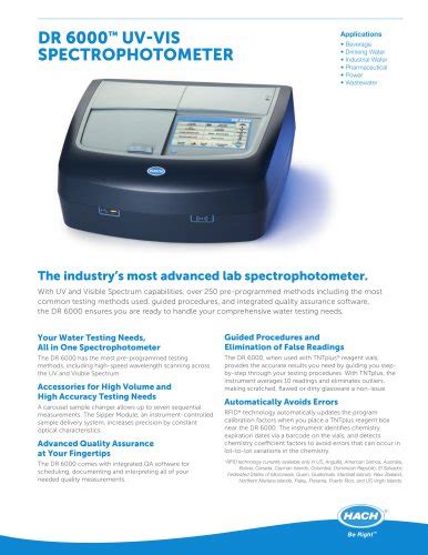 DR 6000 UV-Vis Spectrophotometer - HACH - PDF Catalogs | Documentation | Brochures