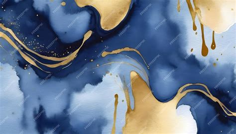 Premium Photo | Blue and gold Watercolor background