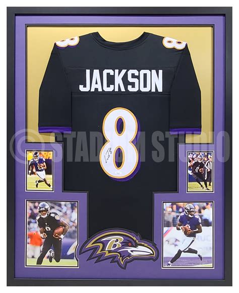 Lamar Jackson Autographed Framed Ravens Black Jersey - The Stadium Studio