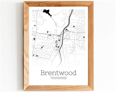 Brentwood Map INSTANT DOWNLOAD Brentwood Tennessee City Map | Etsy