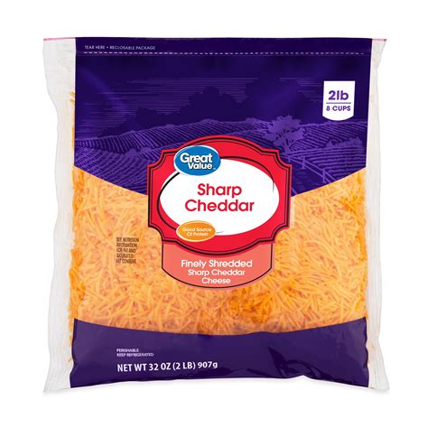 Great Value Finely Shredded Sharp Cheddar Cheese, 32 oz - Walmart.com