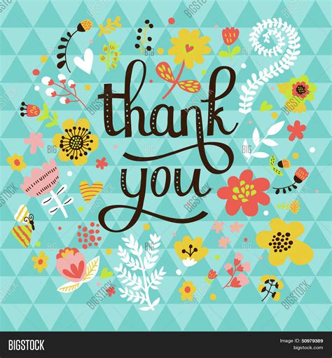 Thank You! Bright Cartoon Card Vector & Photo | Bigstock