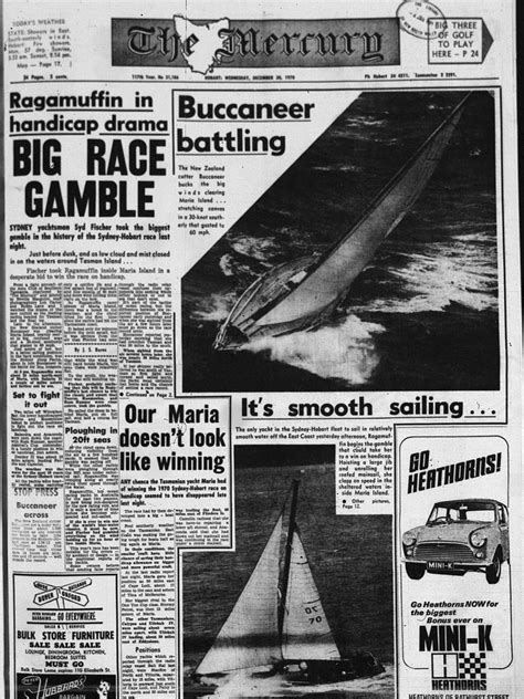 Photos: Mercury Newspaper’s front page coverage of the Sydney to Hobart Yacht race through it’s ...