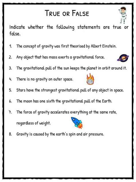 Gravity Facts & Worksheets For Kids | Forces Of The Universe PDF ...