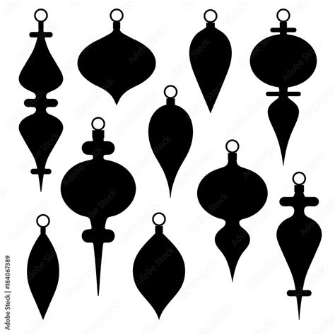 black silhouette Christmas ornament vector shapes clipart Stock ...