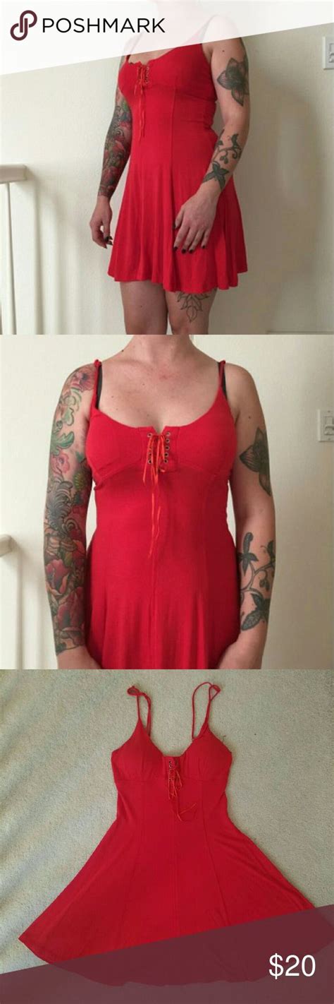 Red Sun Dress with Grommet Lacing | Dresses, Sundress, Favorite dress