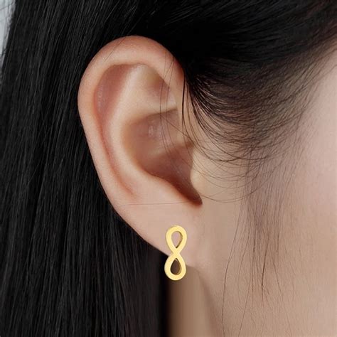 Minimalist Simple Earrings Small Gold Infinite Earring Geometric 8 Design Style Earrings ...