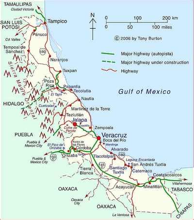 Mapa de Veracruz Político Región | Mapa Político Ciudad Región Geográfica Mexico