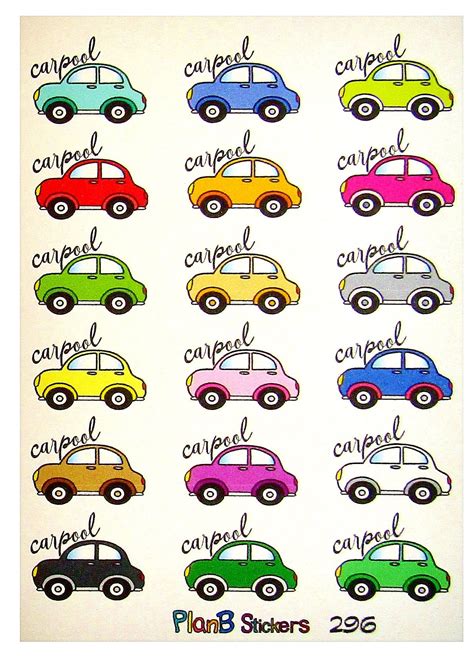 Carpool Planner Stickers Car Pool Drop Off Pick Up Kids - Etsy