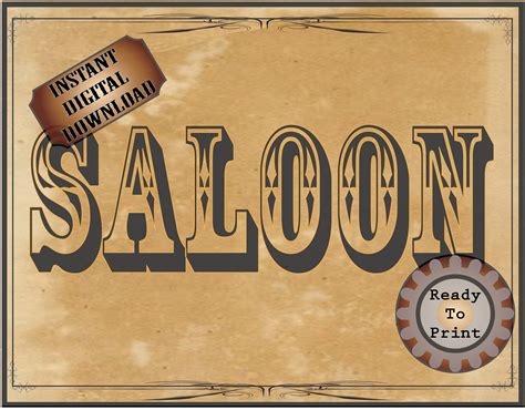 SALOON Sign Printable File Wild West Party Aged Western Decor - Etsy Israel