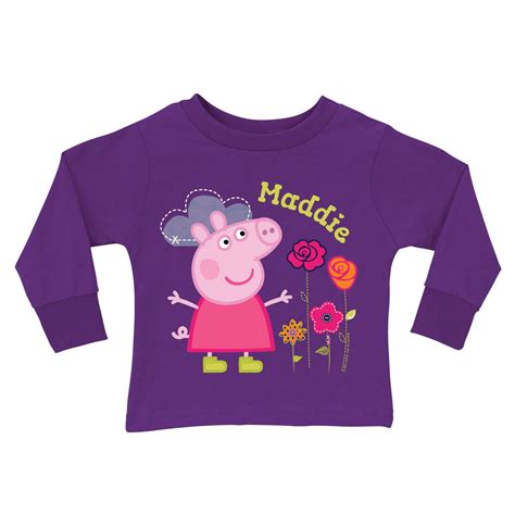 Peppa Pig Pretty Purple Long Sleeve Tee - T-Shirts - Clothing | Tv's Toy Box | Purple t shirts ...