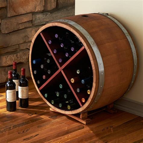 Contemporary Reclaimed Half Barrel Wine Rack Unique Wine Rack X Design ...