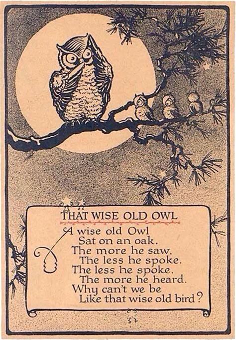 That wise old owl sat on an Oak. The more he saw, the less he spoke ...