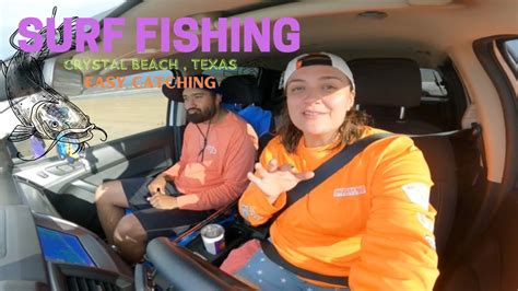 SURF FISHING Action - Crystal Beach, Texas - YouTube