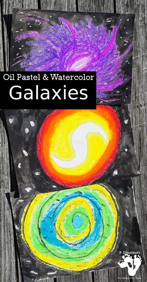 Finished picture of oil pastel and water colour galaxies that kids can ...