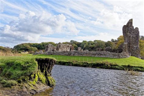 Ruins of Ogmore Castle in Vale of Glamorgan River Stock Image - Image ...