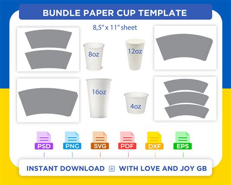 Bundle Paper Cup Template Svg Png Dxf Eps Label Wrapper - Etsy Canada