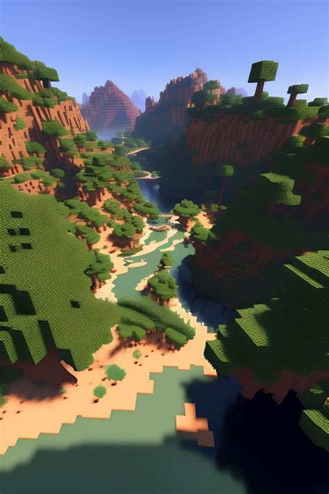 Lexica - Minecraft forest landscape with a river and desert,minecraft ...