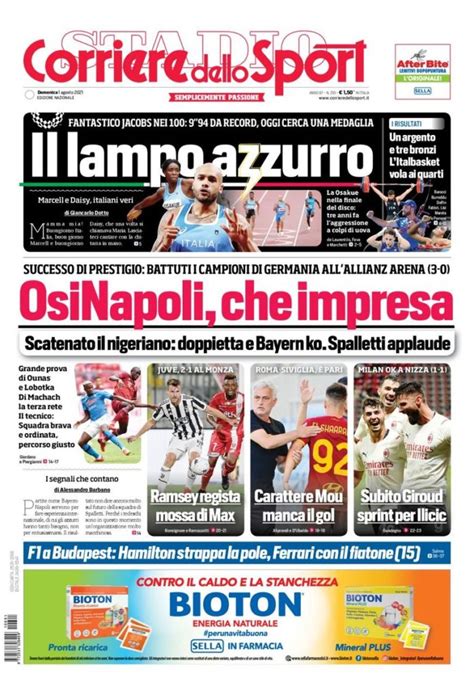 Today’s Papers – Napoli stun Bayern, Giroud ideal Milan debut