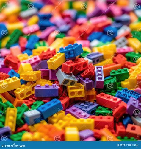 Pile of Colorful Lego Bricks Stock Illustration - Illustration of yellow, block: 297447302