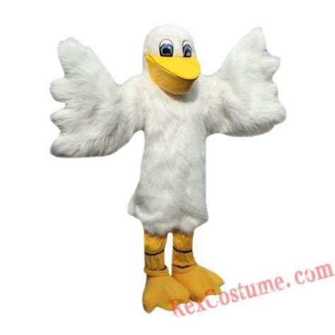 White Toucan Pelican Bird Mascot Costume for Adult