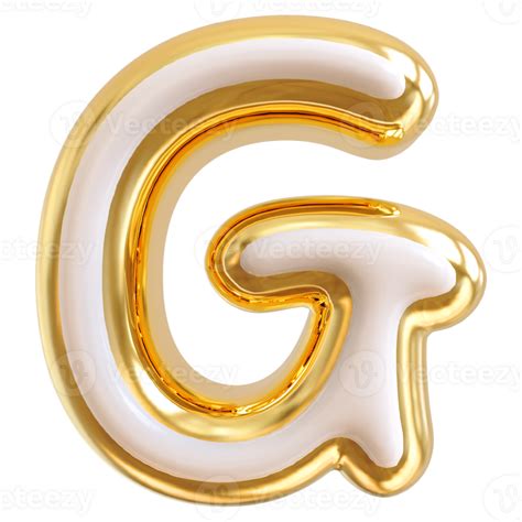 Gold bubble letter G font 3d render 36304975 PNG