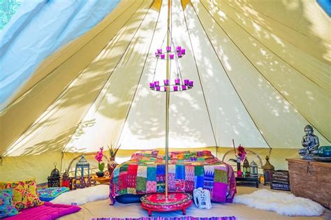 Bright accessories and bedding are a must-have for any bell tent ...