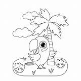 Kids coloring Book With Cute Parrot Palm And Clouds Simple Shapes  sketch template