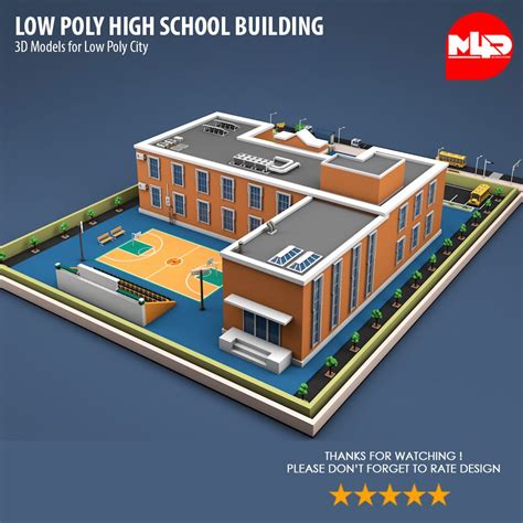 Low Poly High School Building | School building, School building plans ...