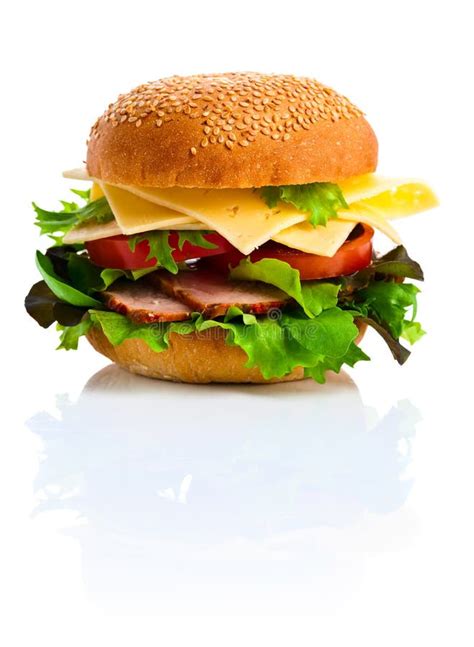 Burger Isolated on White Background Stock Image - Image of fast, color: 62255931