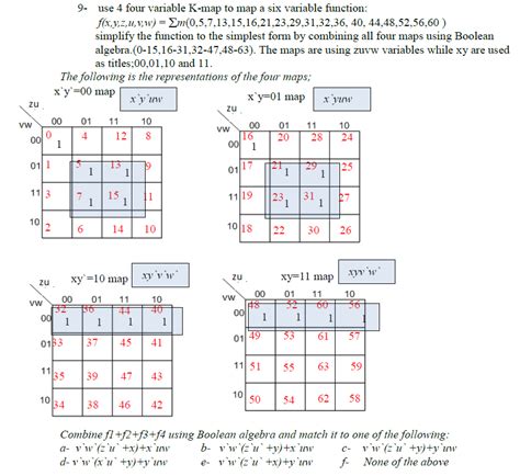 Solved Use 4 four variable K-map to map a six variable | Chegg.com