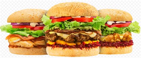 Three Burgers Fast Food Download PNG | Citypng