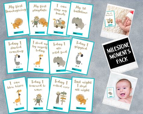 New Baby Milestone Printable Cards Baby Boy Photo Prop First | Etsy