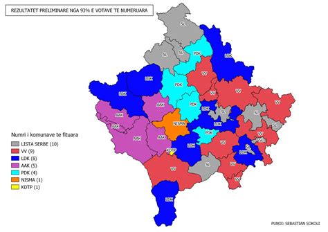 Harta e votimeve: Kaq komuna kanë fituar partitë
