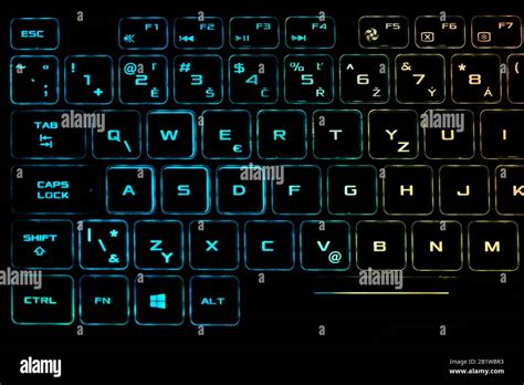 Colorful light keyboard, backlight of the keyboard in different colors Stock Photo - Alamy