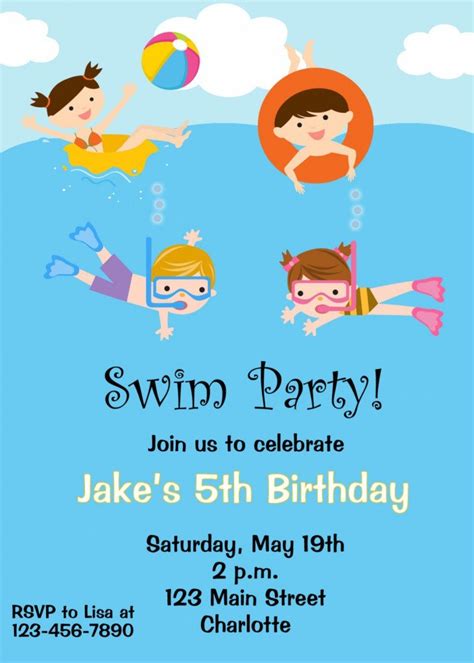 Free Printable Pool Party Birthday Invitations