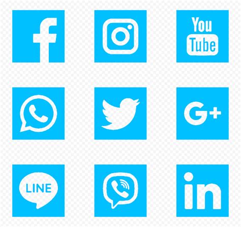 Download Social Media Blue Square Icons PNG | Citypng