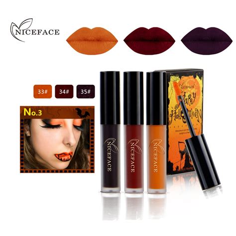 niceface Holloween Gothic Blue Black Color Lip Gloss Sets 3pcs/lots Waterproof Long Lasting ...