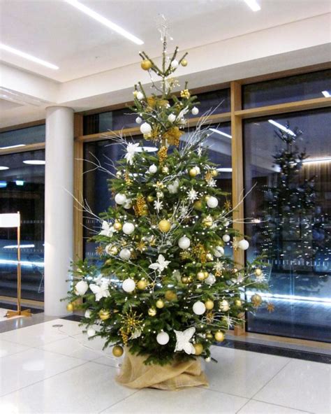 Office Christmas Tree - Decorated - White & Gold | Flowers by Flourish