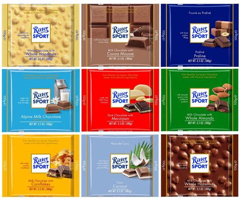 Ritter Sport Chocolate Sampler Pack - Assorted Flavors - 3.5 Oz (9 Pack) - Walmart.com