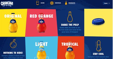an advertisement for orange juice is shown in four different colors and sizes, including blue, red